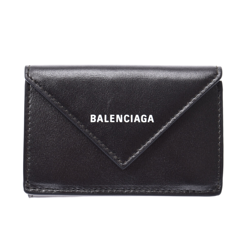 Balenciaga Black Paper Tri fold Wallet Compact - Picture 2 of 12